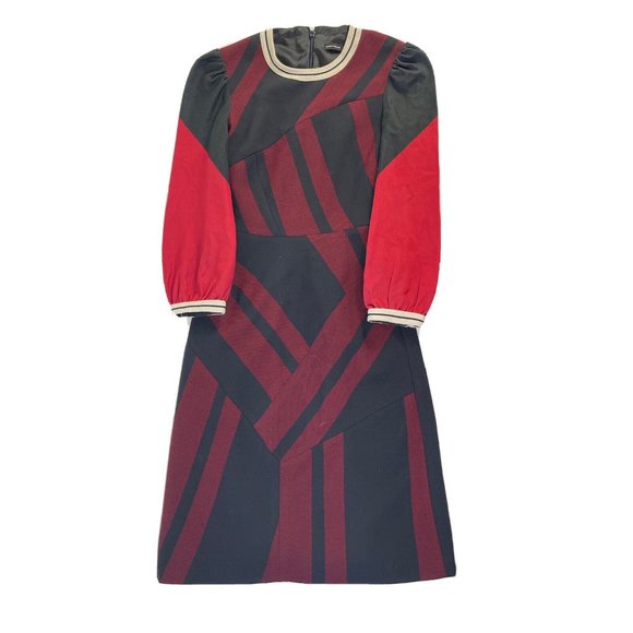 Karen Millen Red and Black Geometric Dress - Picture 1 of 9